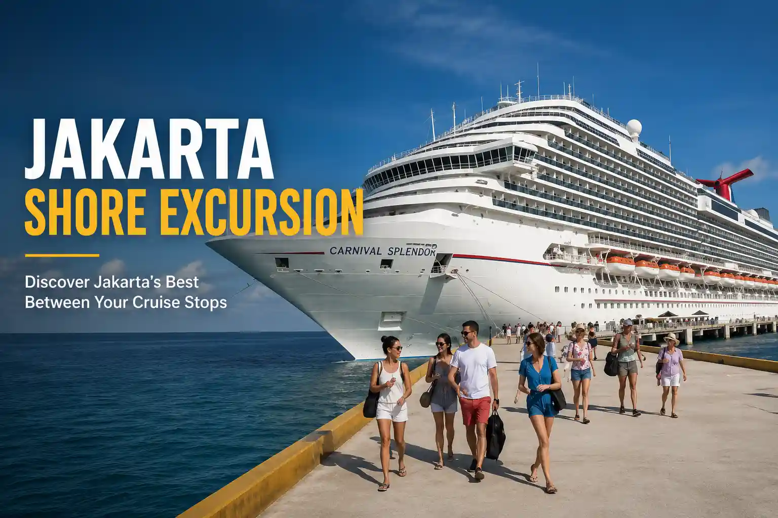 Jakarta Shore Excursion from Tanjung Priok port with cruise ship background